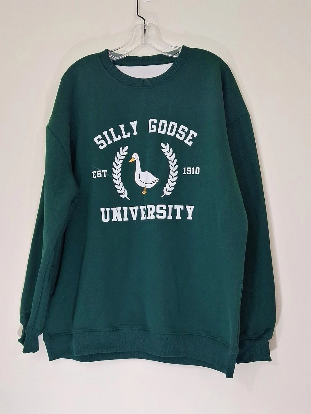 Silly Goose University Sweatshirt Green Graphic Crewneck